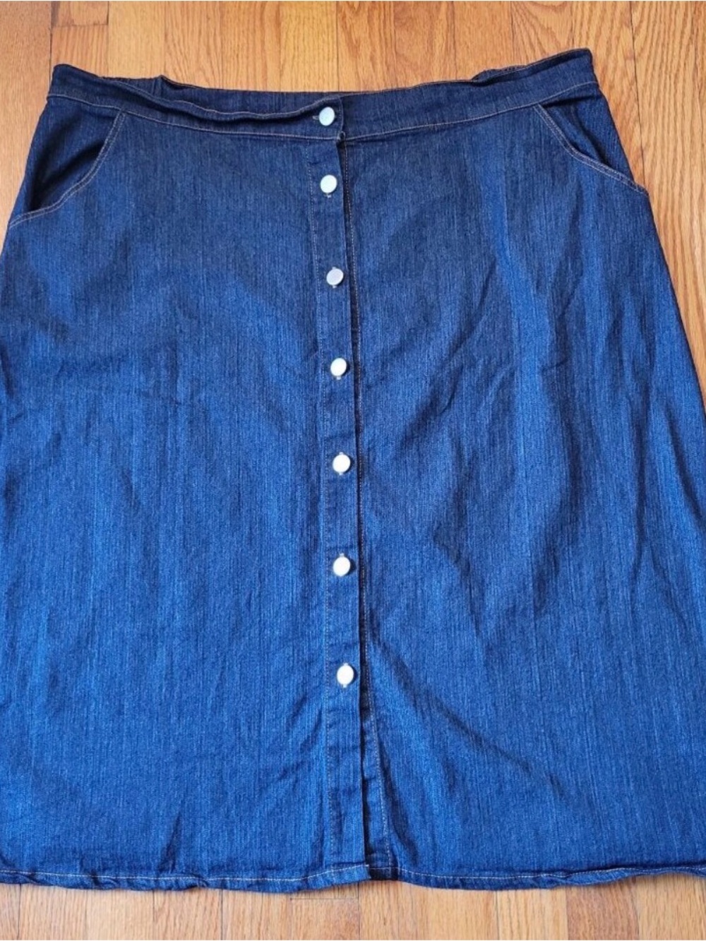 Jennifer Lauren Denim Skirt 3X Snap Front A-Line Plus Size Casual